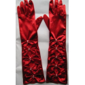 Červené saténové prstové rukavičky