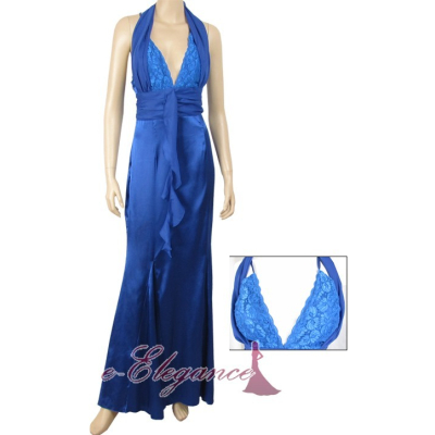 Dlouhé modré společenské šaty