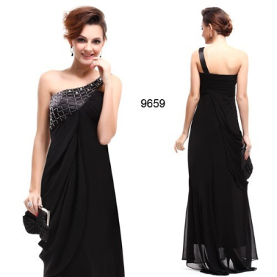 Dlouhé černé společenské šaty s vlečkou Ever Pretty