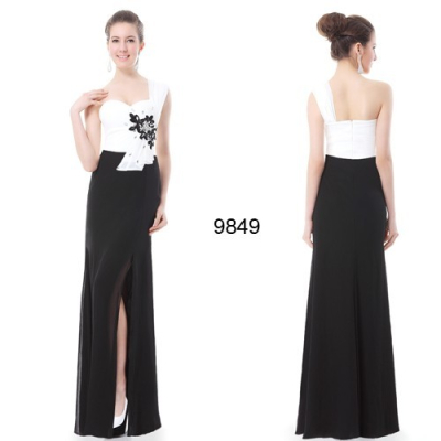 Dlouhé společenské černobílé šaty