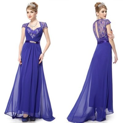 Ever Pretty Modré slavnostní šaty s vlečkou