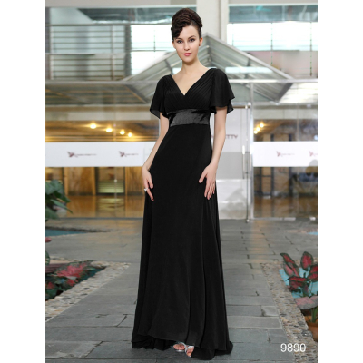 Ever Pretty Dlouhé černé šaty s rukávky