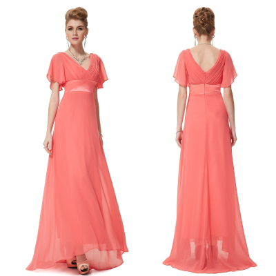 Ever Pretty Červené šaty s rukávky a vlečkou