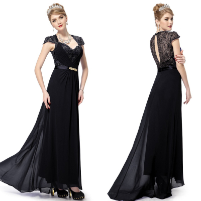 Ever Pretty Černé slavnostní šaty s vlečkou