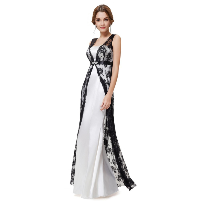 Ever Pretty Bílé šaty s dlouhým černým krajkovým bolerkem