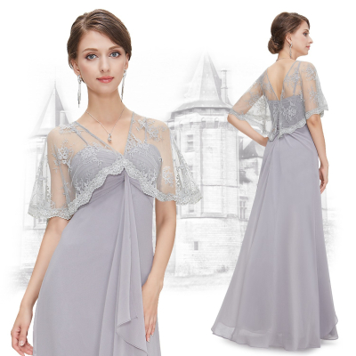 Ever Pretty Dlouhé společenské šaty s krajkovou pelerínkou