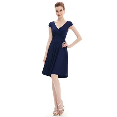 Ever Pretty Tmavě modré koktejlové šaty s mini rukávky