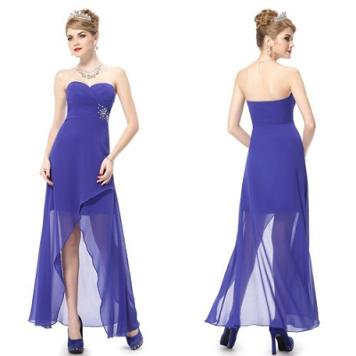 Ever Pretty Modré krátké šaty s dlouhou šifonovou sukní