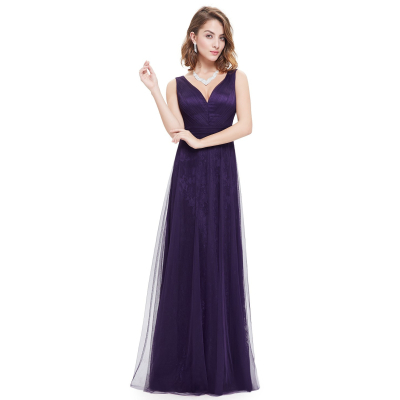 Ever Pretty Tmavě fialové šaty s krajkovo-tylovou sukní