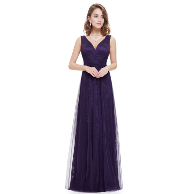 Ever Pretty Tmavě fialové šaty s krajkovo-tylovou sukní