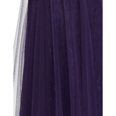 Ever Pretty Tmavě fialové dlouhé šaty s krajkovo-tylovou sukní