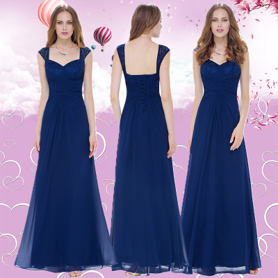 Ever Pretty Tmavě modré šaty s krajkovými ramínky