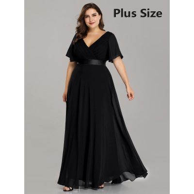 Ever Pretty Dlouhé černé šaty s rukávky